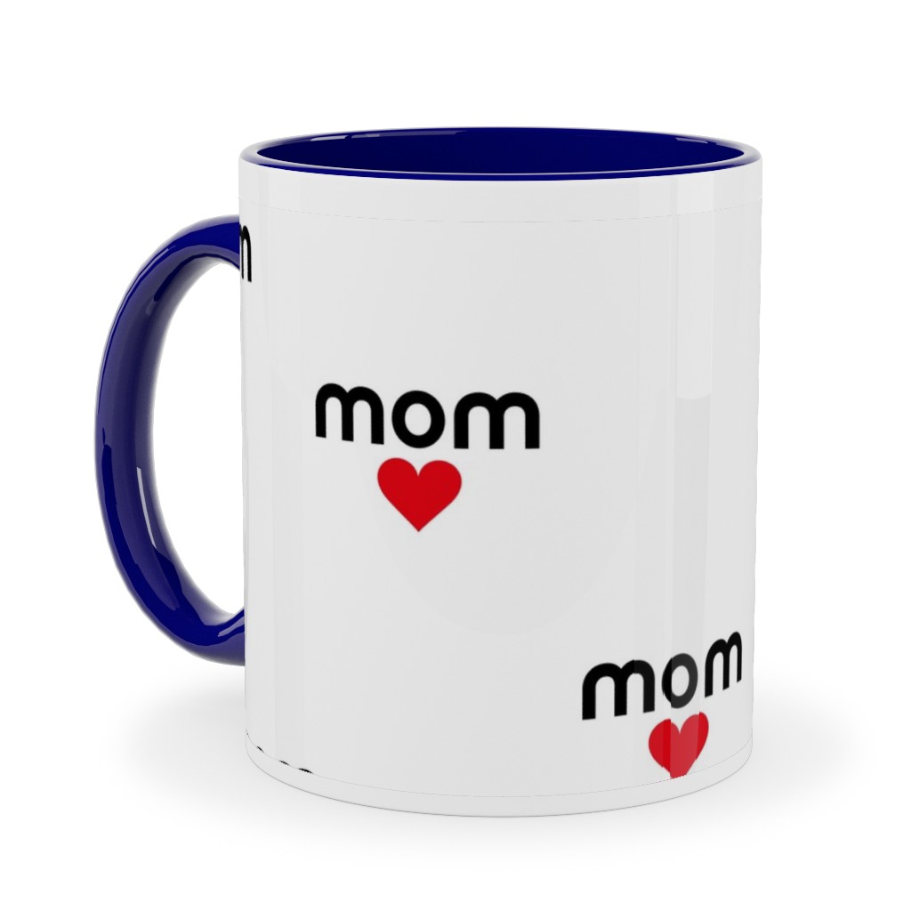Mom Is Love - Hearts - Black White Red Ceramic Mug, Blue, , 11oz, Red, Red