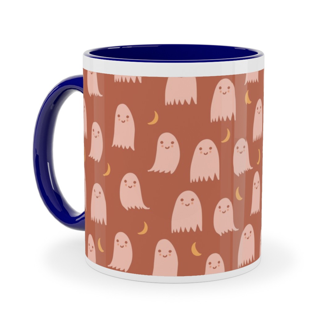 Cute Halloween Ghosts Ceramic Mug, Blue, , 11oz, Pink, Sedona