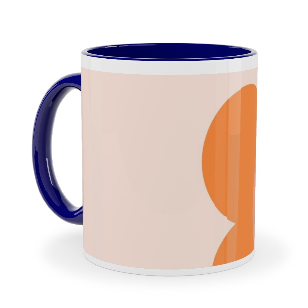 Smiley Floral - Orange Ceramic Mug, Blue,  , 11oz, Orange