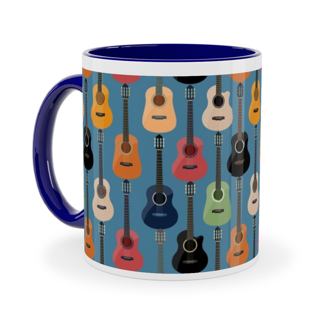 Guitars - Blue Ceramic Mug, Blue,  , 11oz, Blue