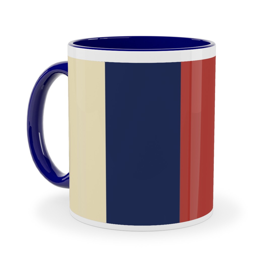 Camping Stripe Vertical - Multi Ceramic Mug, Blue, , 11oz, Multicolor