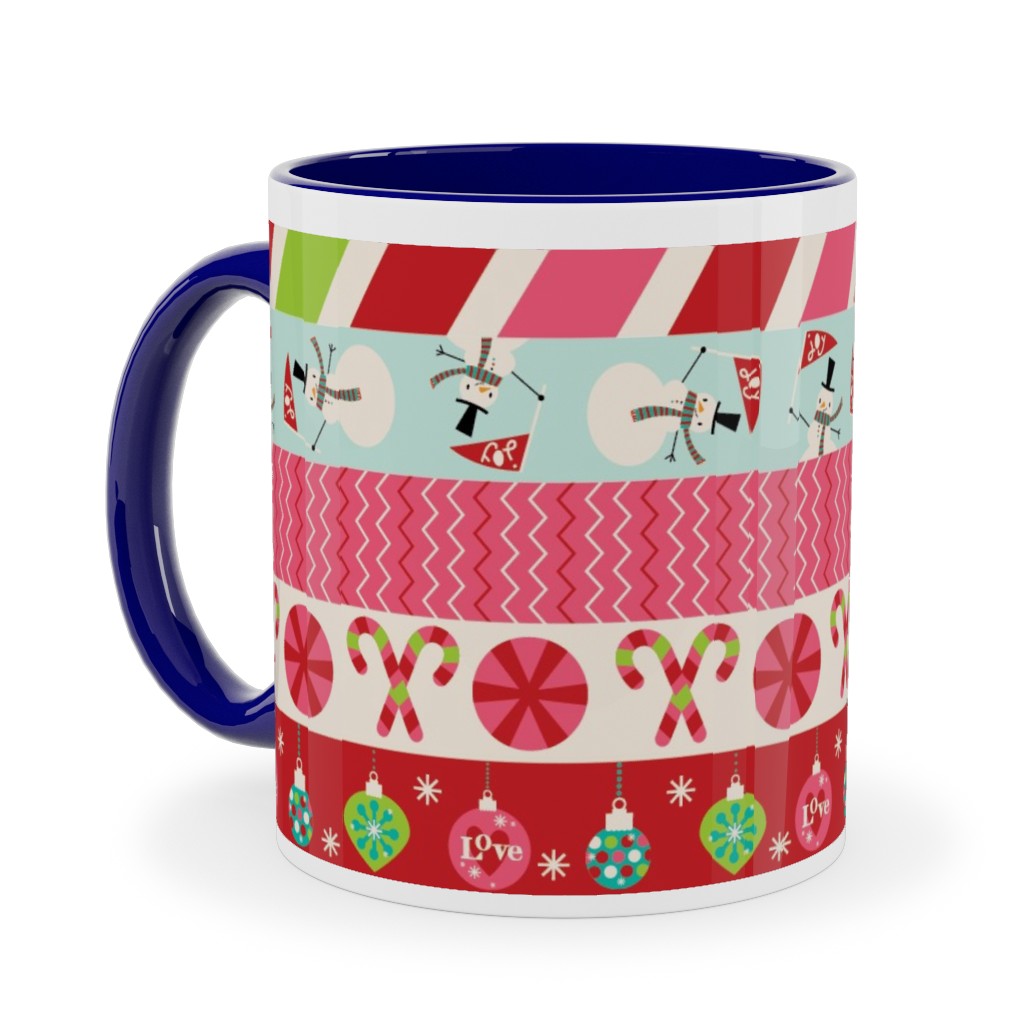 Washi Christmas Ceramic Mug, Blue, , 11oz, Multicolor