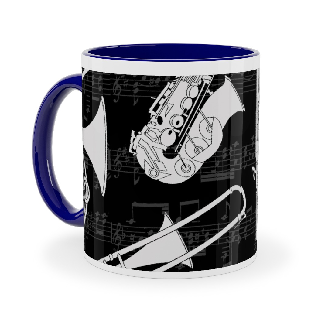 Musical Instruments Ceramic Mug, Blue, , 11oz, Black, Black