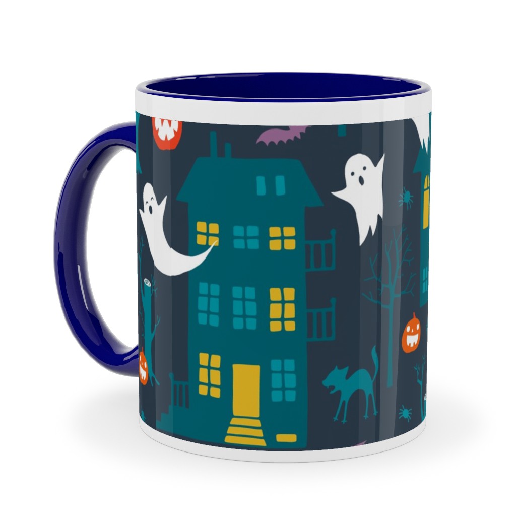 Haunted Halloween Houses - Multi Ceramic Mug, Blue, , 11oz, Multicolor