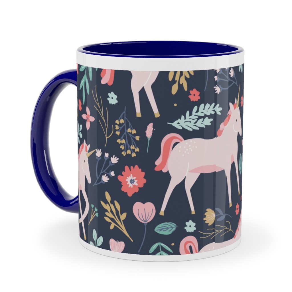 Unicorn Fields Ceramic Mug, Blue, , 11oz, Multicolor, Navy