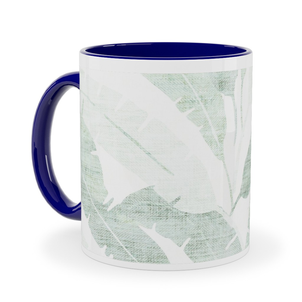 Banana Leaf - Light Ceramic Mug, Blue,  , 11oz, Green