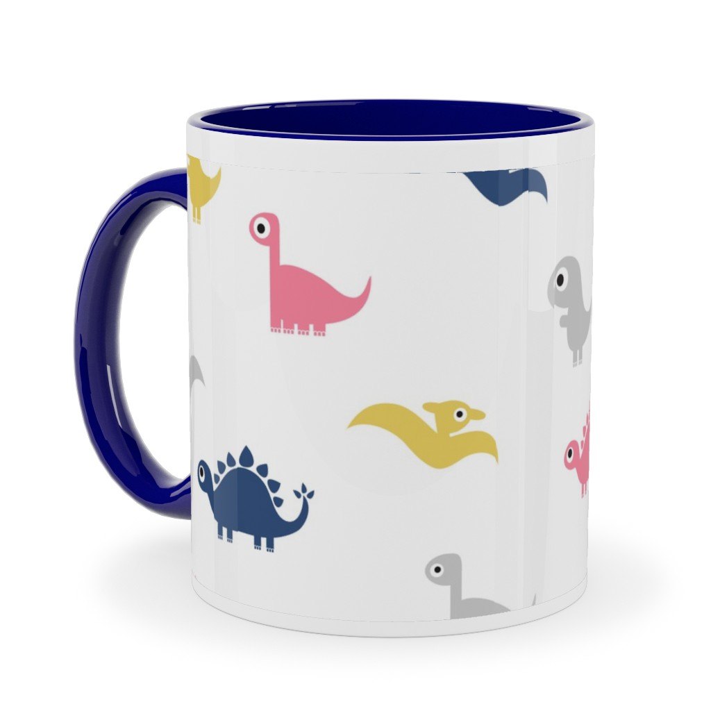 Dino Print - Multi Ceramic Mug, Blue, , 11oz, Multicolor