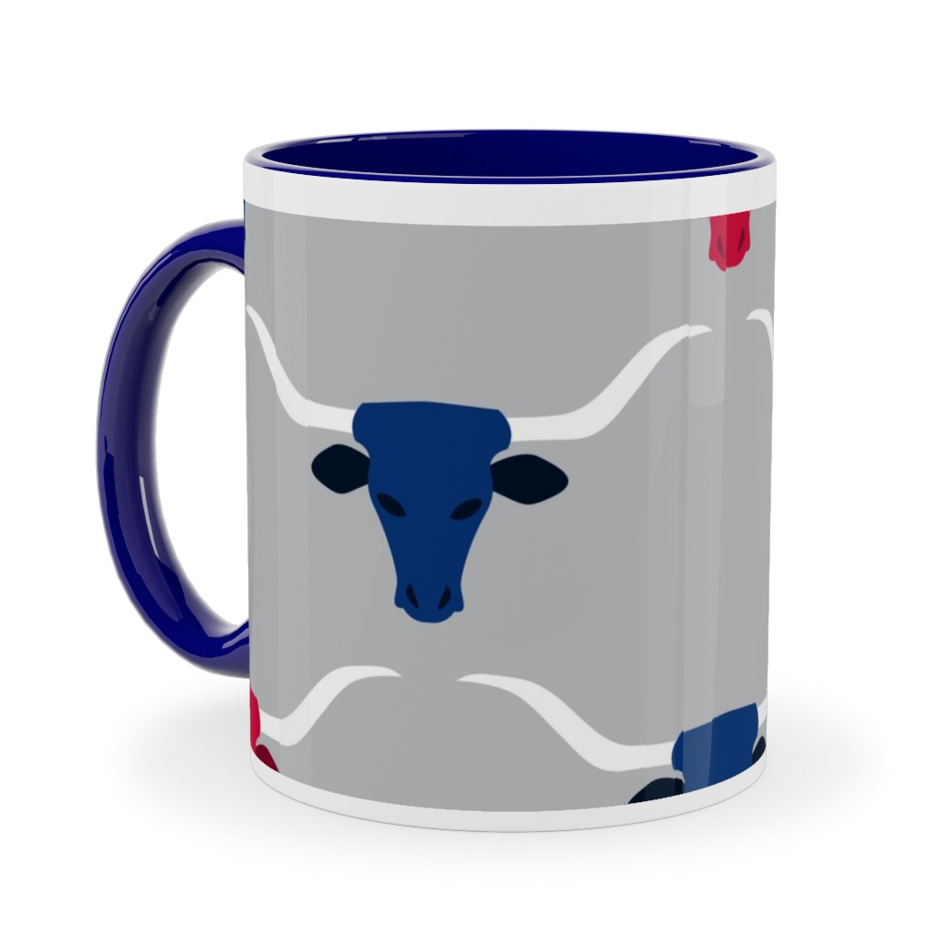 Longhorns - Silver Ceramic Mug, Blue,  , 11oz, Multicolor