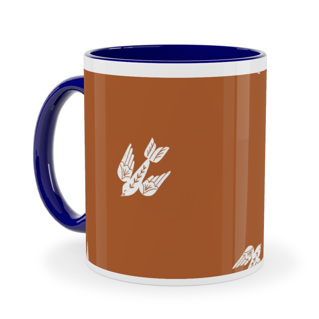 Bird Folk - Rust Ceramic Mug, Blue, , 11oz, Orange, Orange
