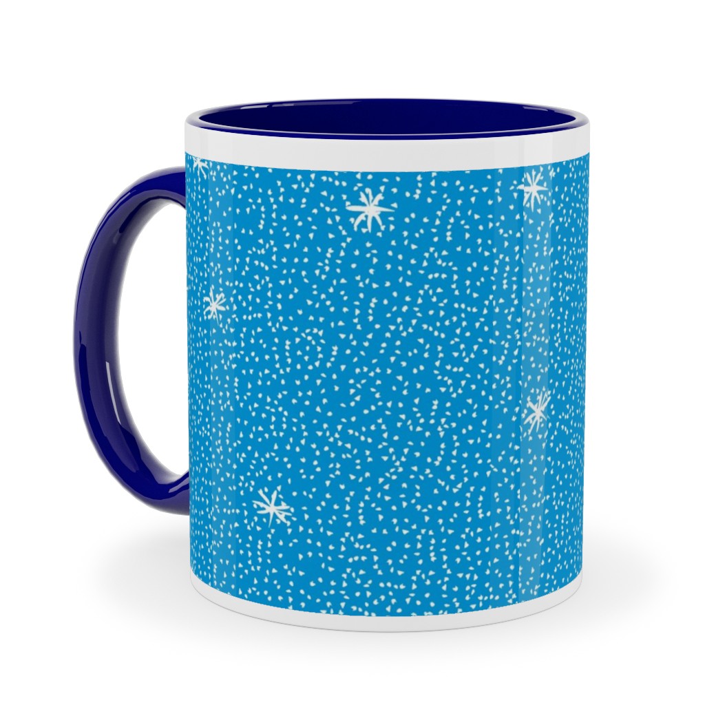 Holiday Hygge Snowflakes Ceramic Mug, Blue, , 11oz, Blue, True Blue