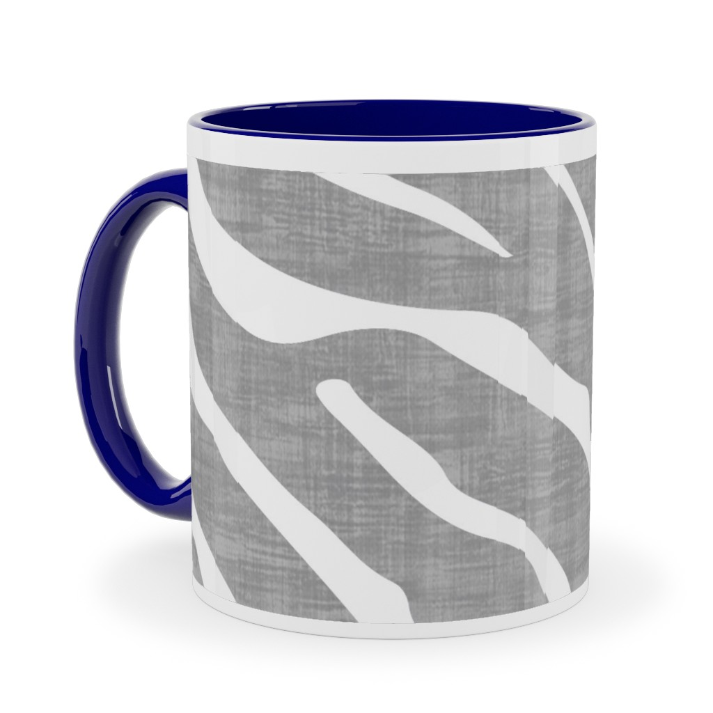 Zebra Texture - Gray Ceramic Mug, Blue,  , 11oz, Gray