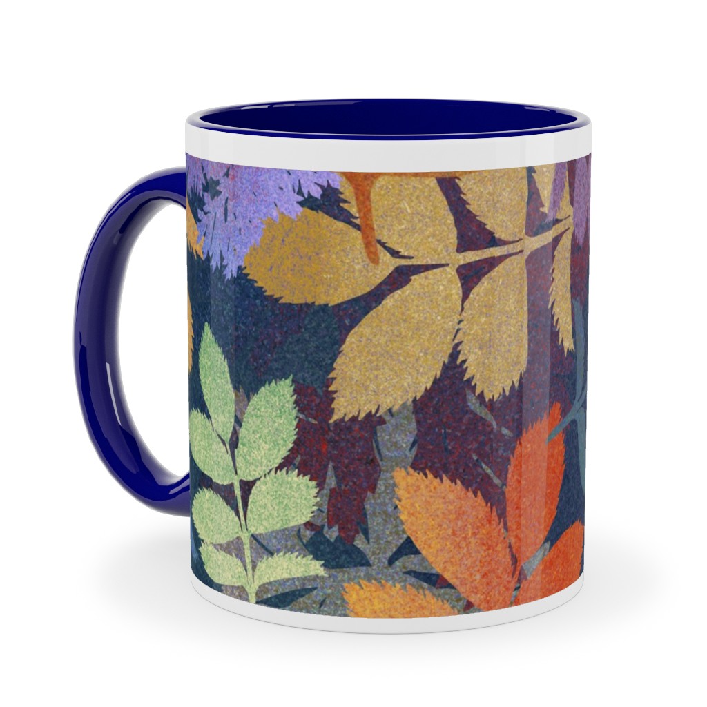 Leaves Falling - Multi Ceramic Mug, Blue,  , 11oz, Multicolor