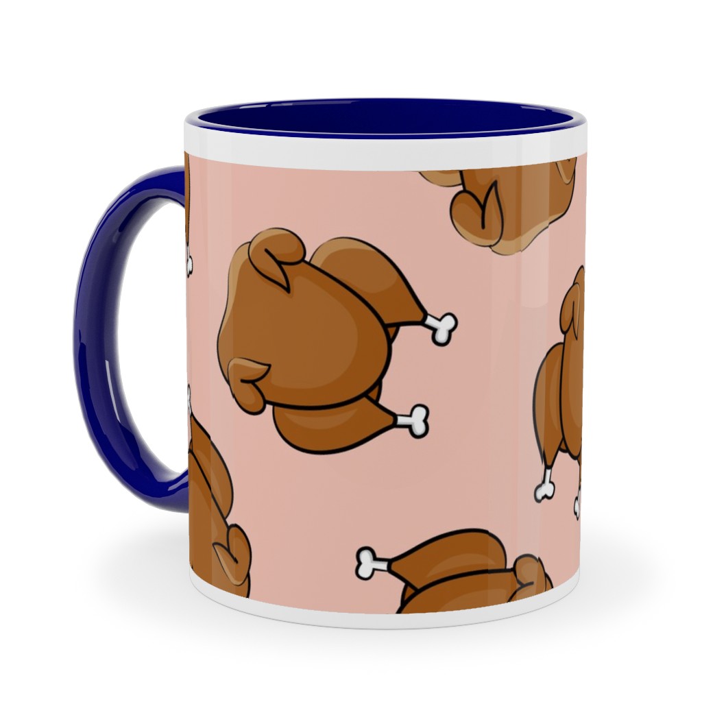 Thanksgiving Day Turkey Toss Ceramic Mug, Blue, , 11oz, Pink, Beige