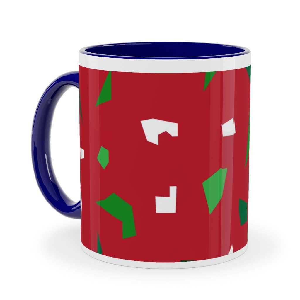 Christmas Terrazzo Ceramic Mug, Blue, , 11oz, Red, Red