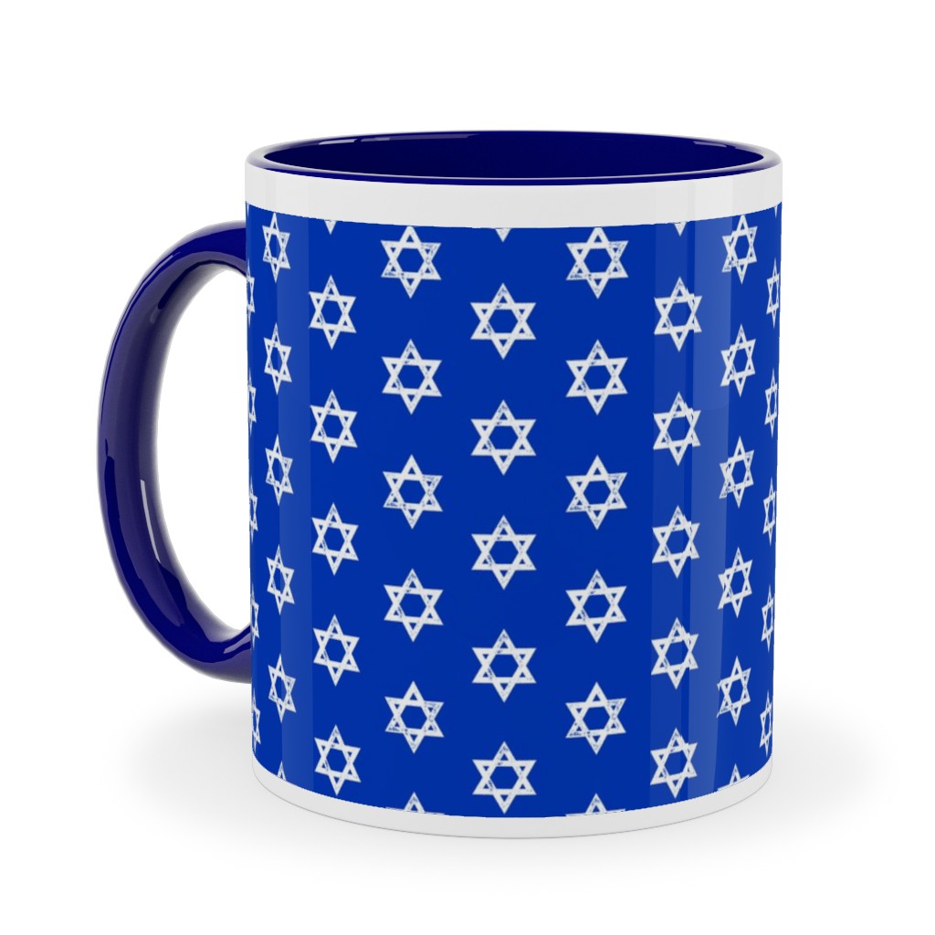 Star of David - White on Blue Ceramic Mug, Blue, , 11oz, Blue, True Blue
