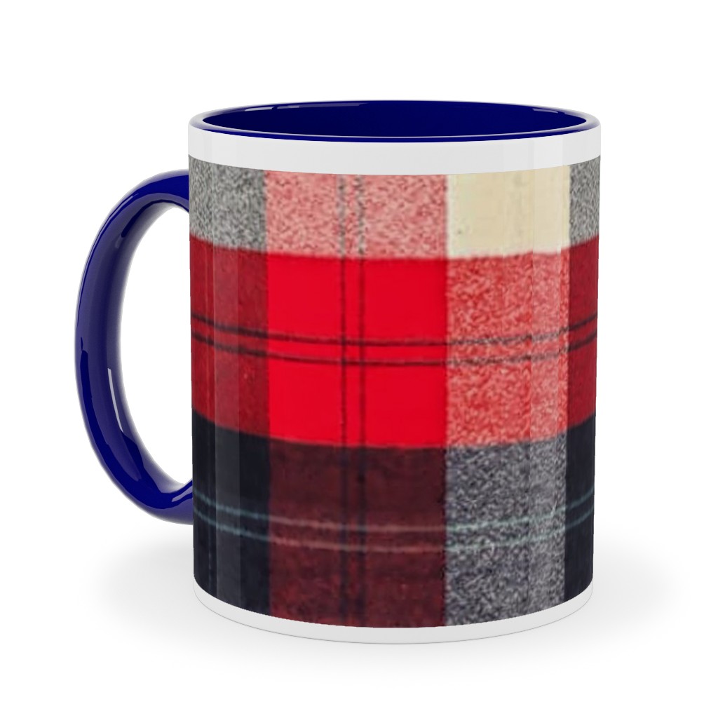 Lumberjack Flannel Buffalo Plaid - Red Ceramic Mug, Blue,  , 11oz, Red