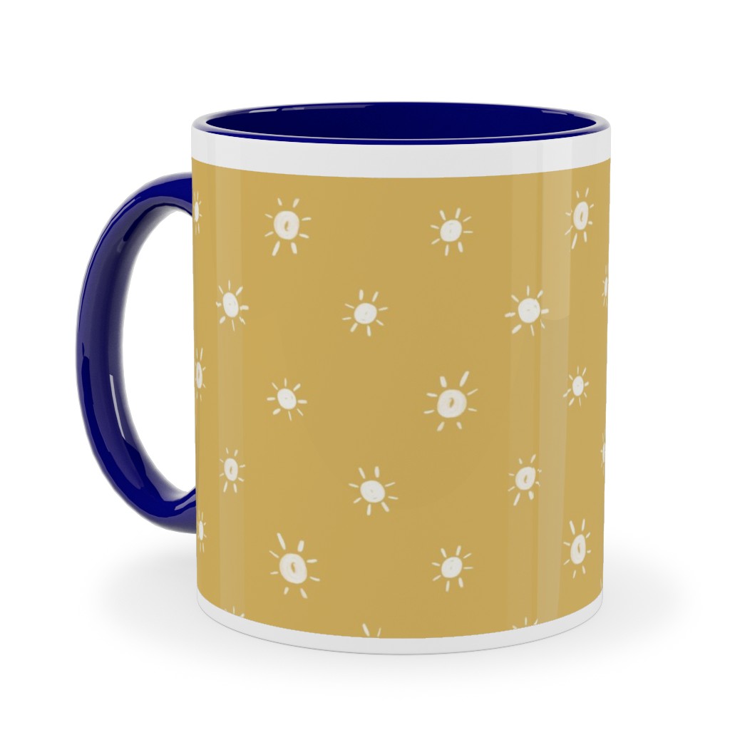 Dotted Suns - Yellow Ceramic Mug, Blue,  , 11oz, Yellow