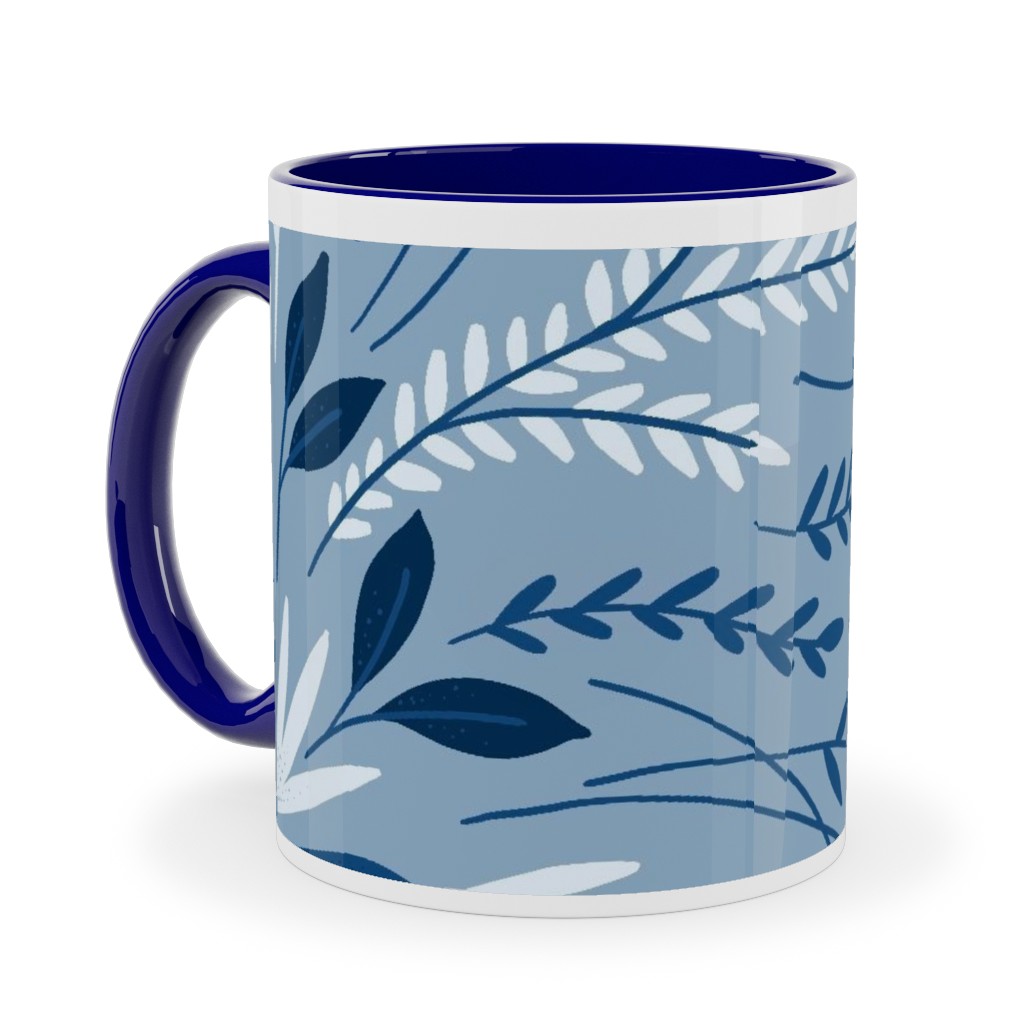 Dotty Floral - Blue Ceramic Mug, Blue,  , 11oz, Blue