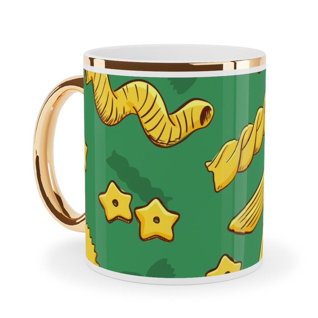Pasta Ceramic Mug, Gold Handle, , 11oz, Green, Spearmint