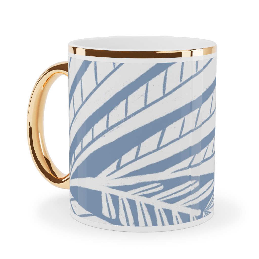 Irene - Blue Ceramic Mug, Gold Handle, , 11oz, Blue, True Blue