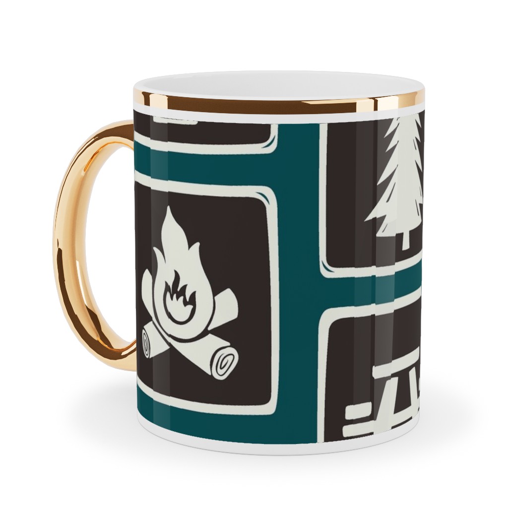 Follow the Signs To Fun Ceramic Mug, Gold Handle, , 11oz, Brown, Espresso