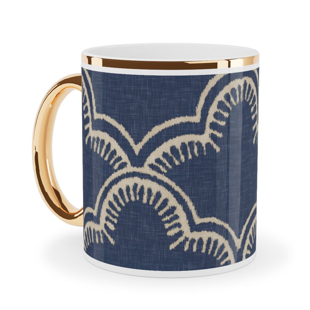 Tangier Ceramic Mug, Gold Handle, , 11oz, Blue, Gray