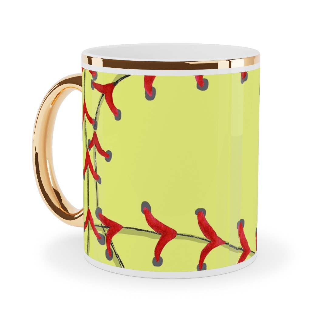 Ball Ceramic Mug, Gold Handle, , 11oz, Yellow, Buttercup