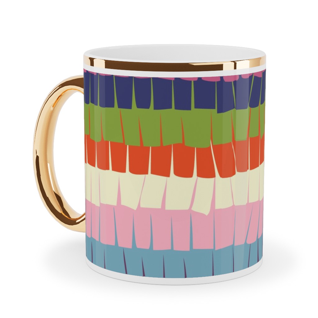 Piata Fiesta Party Ceramic Mug, Gold Handle,  , 11oz, Multicolor