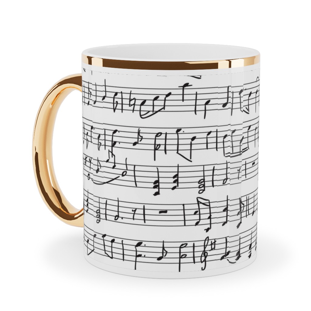 Music - Favorite Subject Ceramic Mug, Gold Handle,  , 11oz, Black