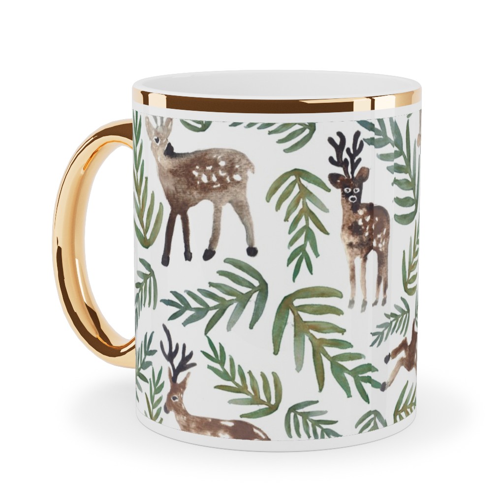 Loved Dearly - Green and Brown Ceramic Mug, Gold Handle, , 11oz, Green, Classic Green