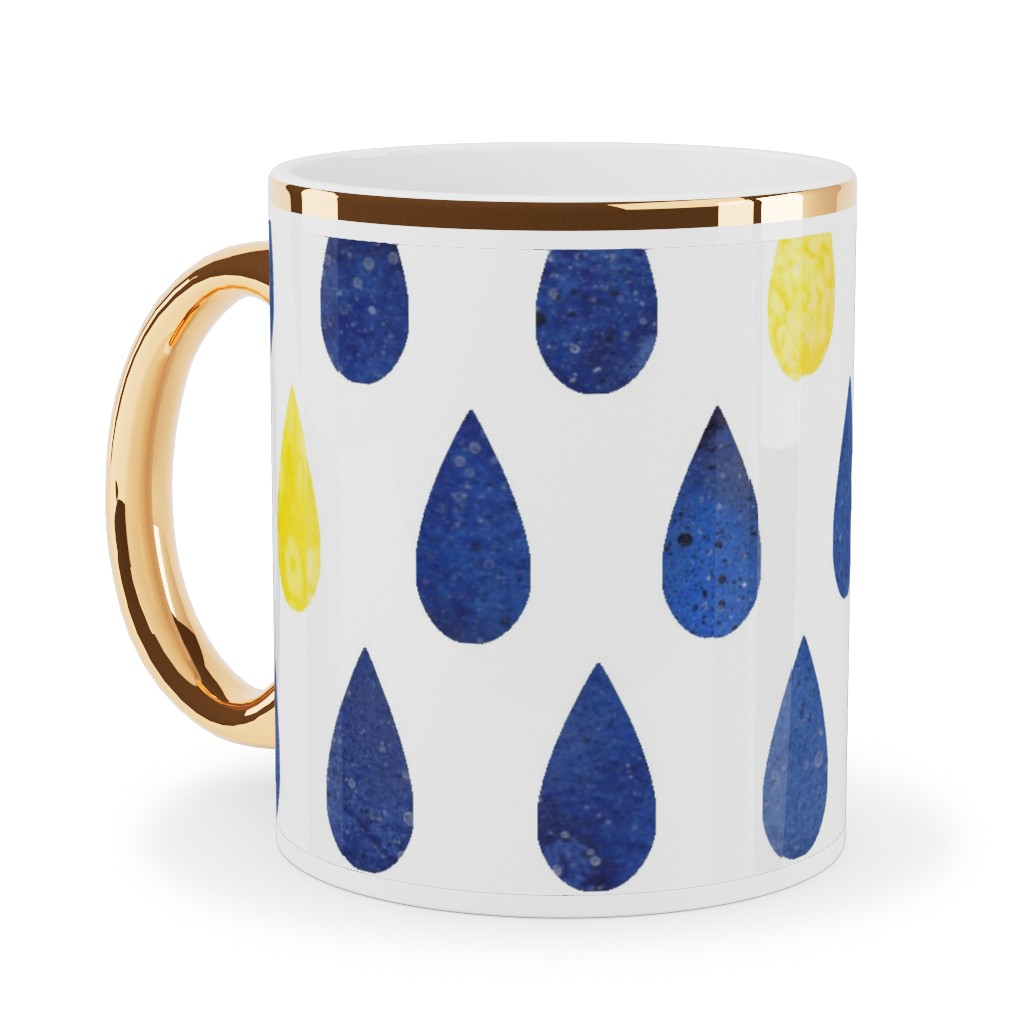 Drops Ceramic Mug, Gold Handle, , 11oz, Blue, Baltic