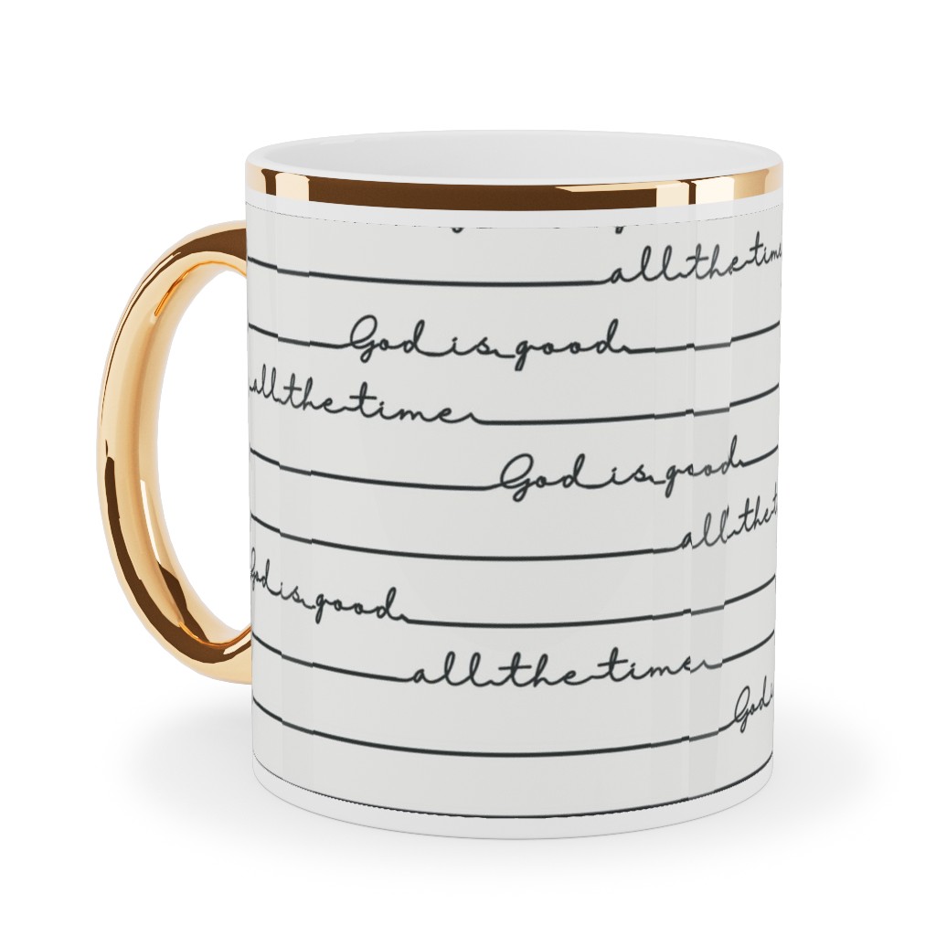 God Is Good - Black and White Ceramic Mug, Gold Handle,  , 11oz, White