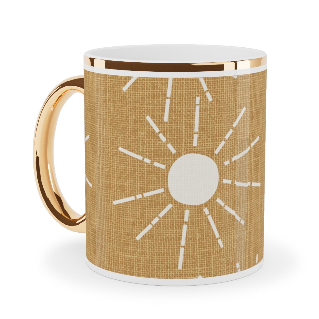 Summer Sunshine - Mustard Yellow Ceramic Mug, Gold Handle,  , 11oz, Yellow