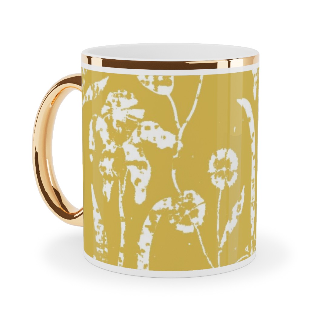 Distressed Iris - Sunshine Ceramic Mug, Gold Handle, , 11oz, Yellow, Classic Yellow