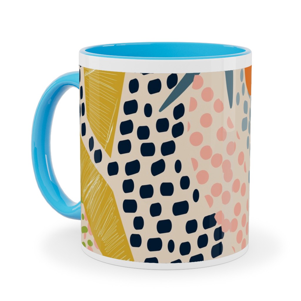 Tropical Foliage - Natural Retro - Multi Ceramic Mug, Light Blue, , 11oz, Multicolor