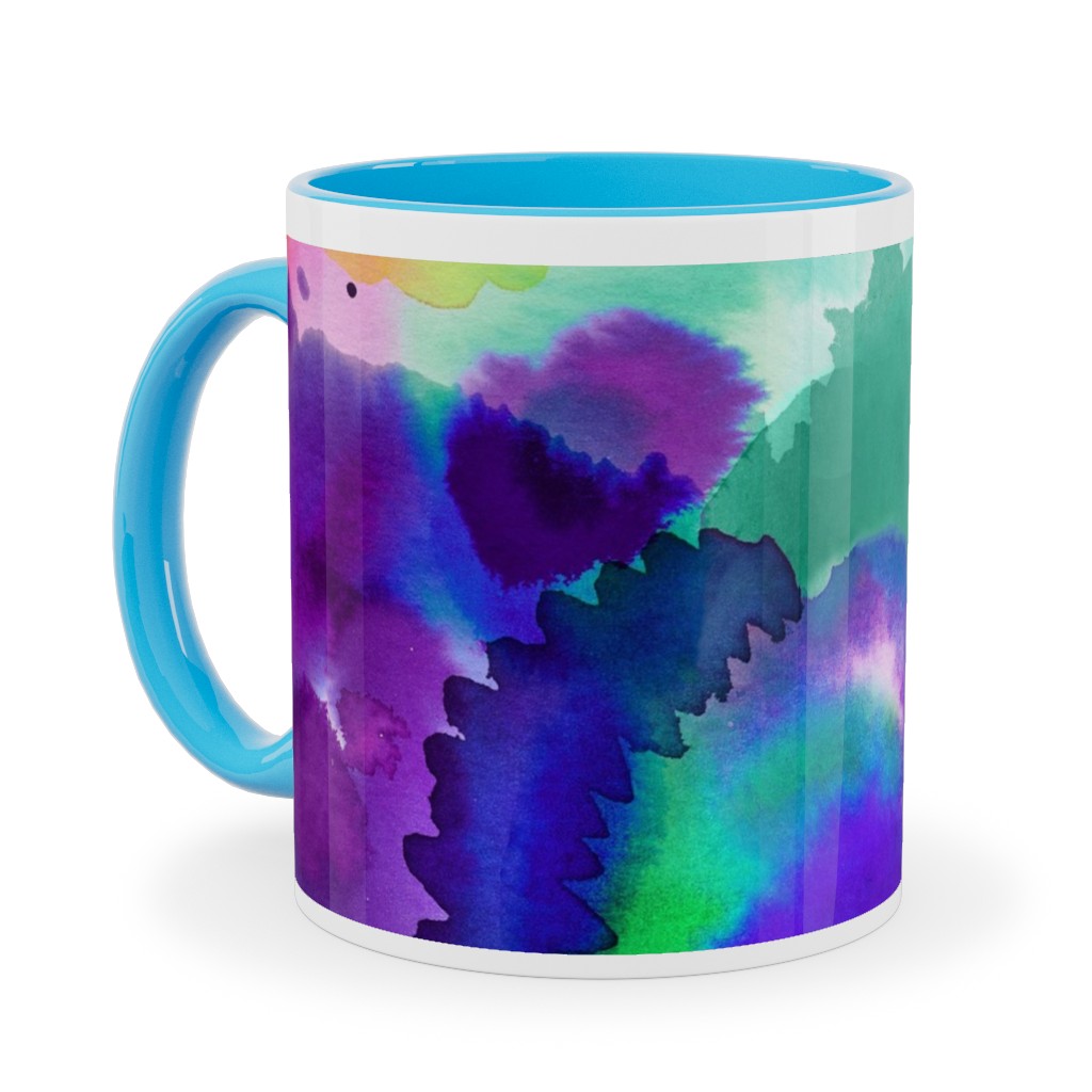 Abstract Floral Watercolor - Multi Ceramic Mug, Light Blue, , 11oz, Multicolor