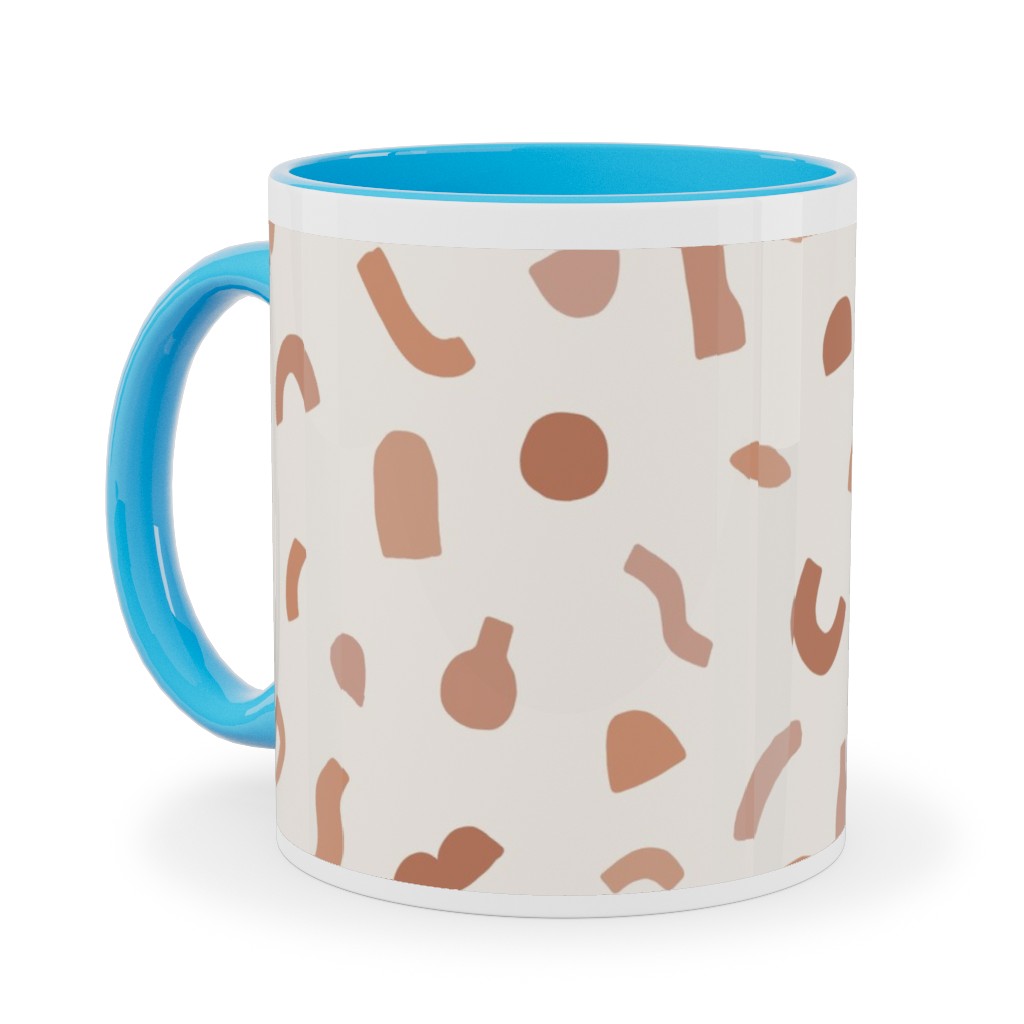 Organic Cut Shapes - Kaolin Clay Ceramic Mug, Light Blue, , 11oz, Beige, Pearl