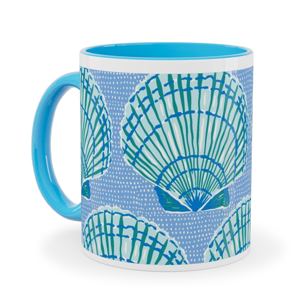 Clams - Blue Ceramic Mug, Light Blue,  , 11oz, Blue