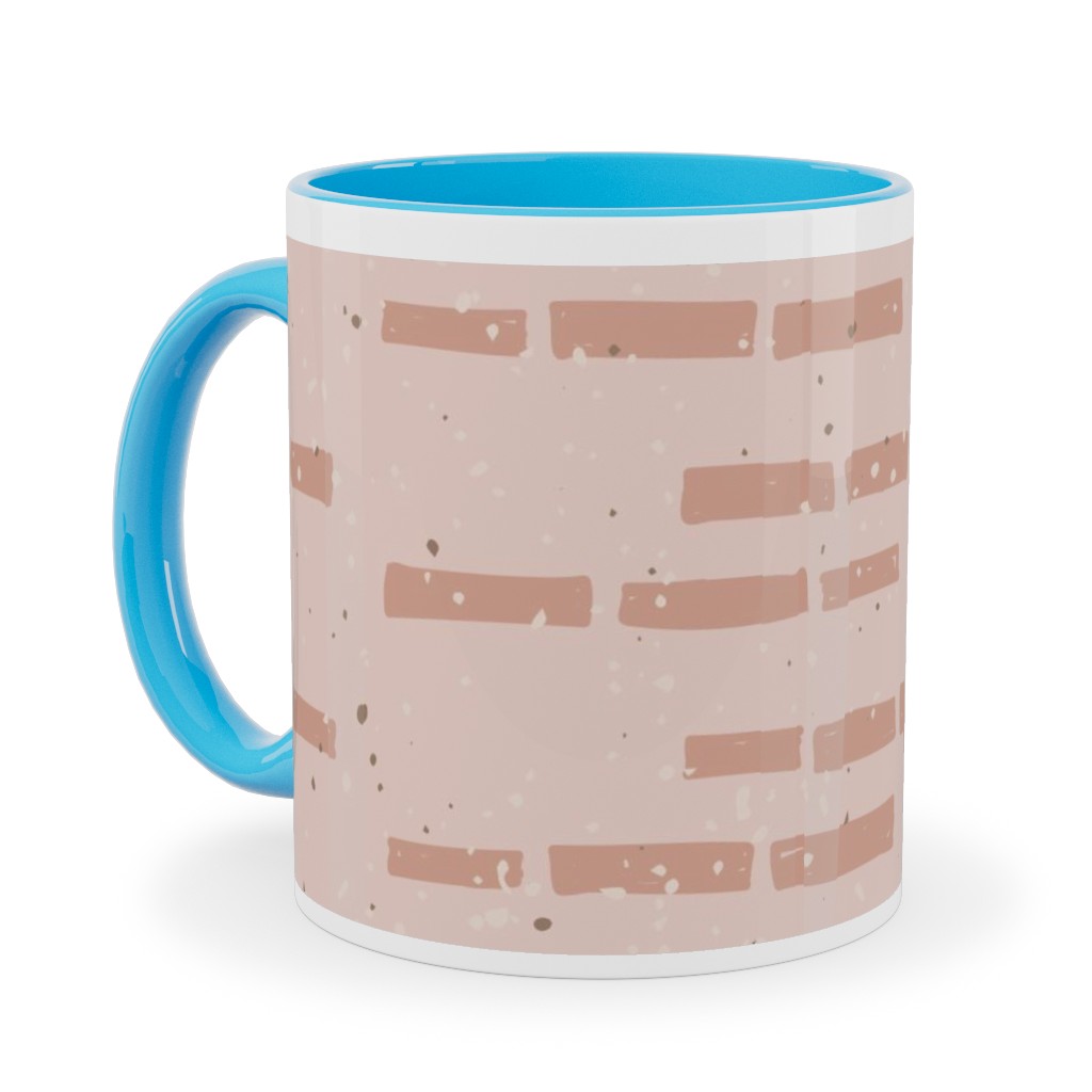 Boho Tribal Dashed Geometric - Pink Ceramic Mug, Light Blue,  , 11oz, Pink