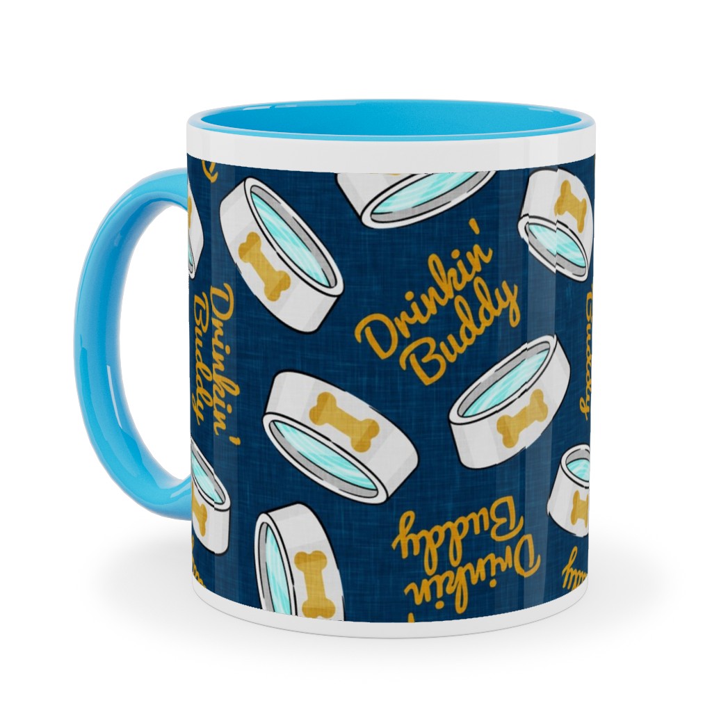 Drinkin' Buddy - Dog - Blue Ceramic Mug, Light Blue, , 11oz, Blue, True Blue