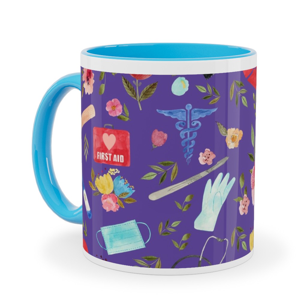 Love To Care Ceramic Mug, Light Blue,  , 11oz, Purple