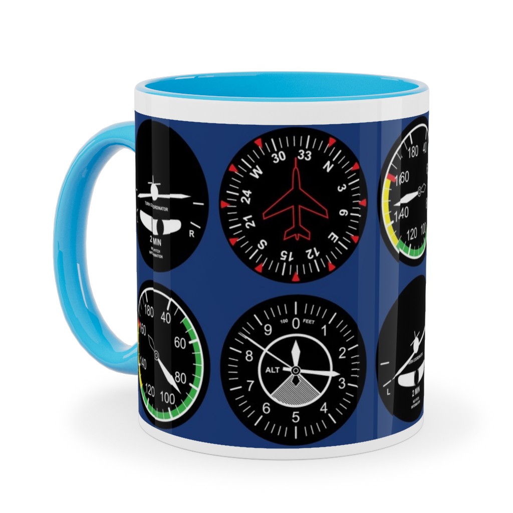 Flight Deck Ceramic Mug, Light Blue,  , 11oz, Blue