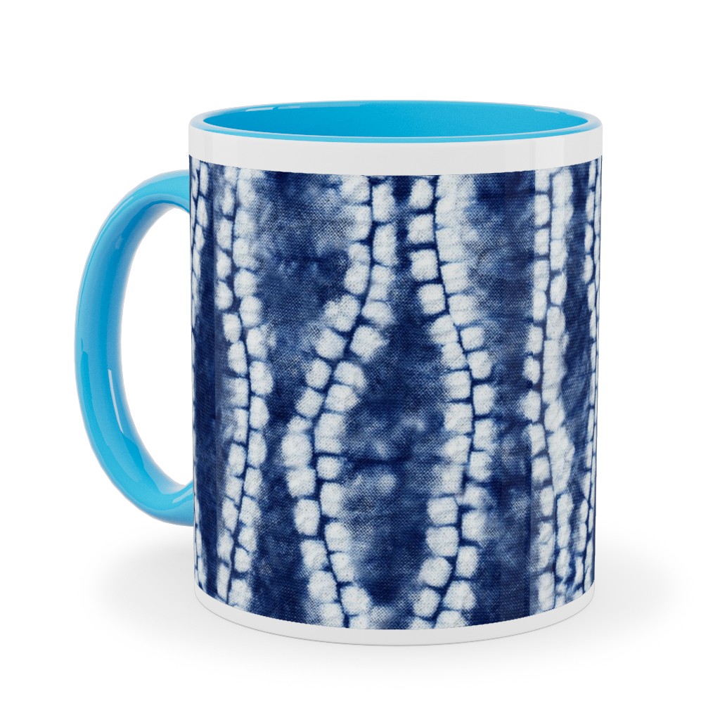 Shibori Ripples - Blue Ceramic Mug, Light Blue, , 11oz, Blue, True Blue