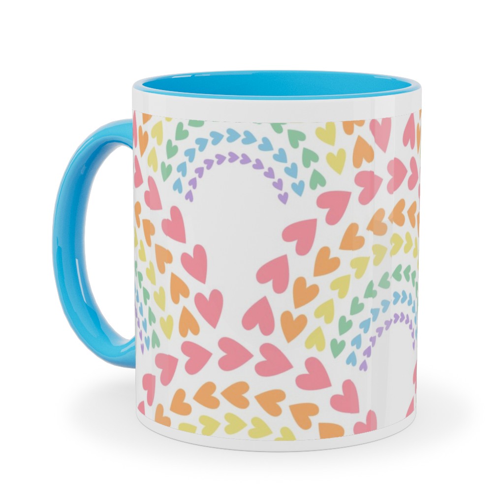 Rainbow Love Ceramic Mug, Light Blue,  , 11oz, Multicolor