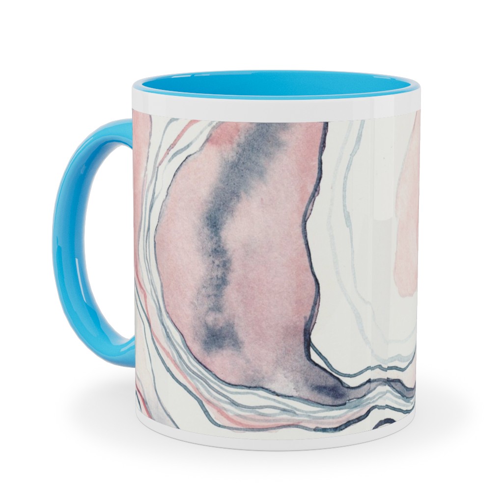 Watercolor Marble Ceramic Mug, Light Blue, , 11oz, Pink, Quartz