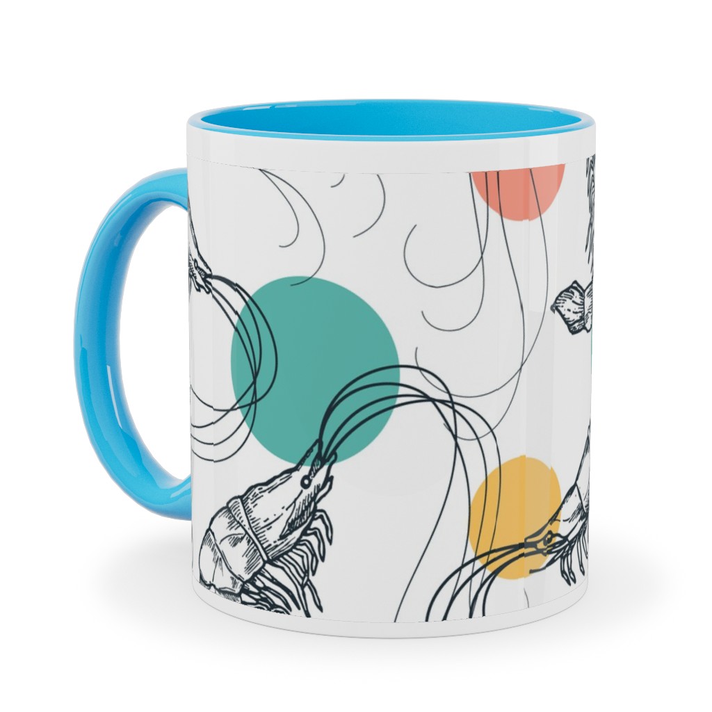 Fun Shrimp - Multi Ceramic Mug, Light Blue,  , 11oz, Multicolor