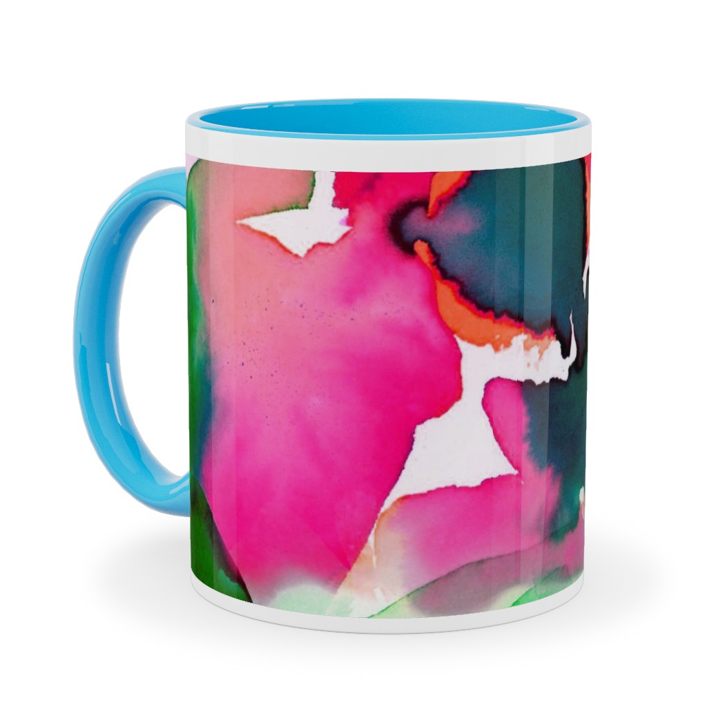 Abstract Flora Watercolor - Multi Ceramic Mug, Light Blue, , 11oz, Multicolor