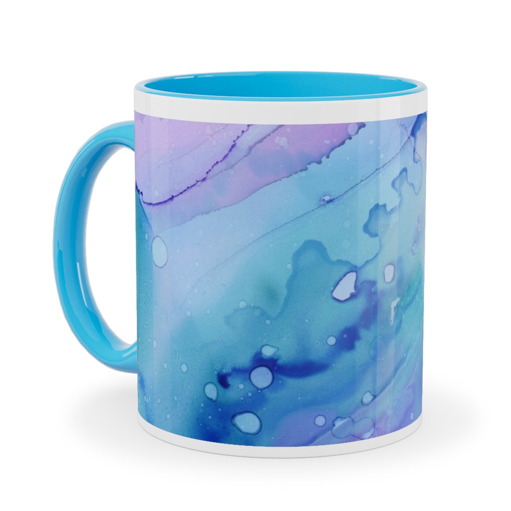 Watercolor Waves - Blue and Purple Ceramic Mug, Light Blue,  , 11oz, Blue