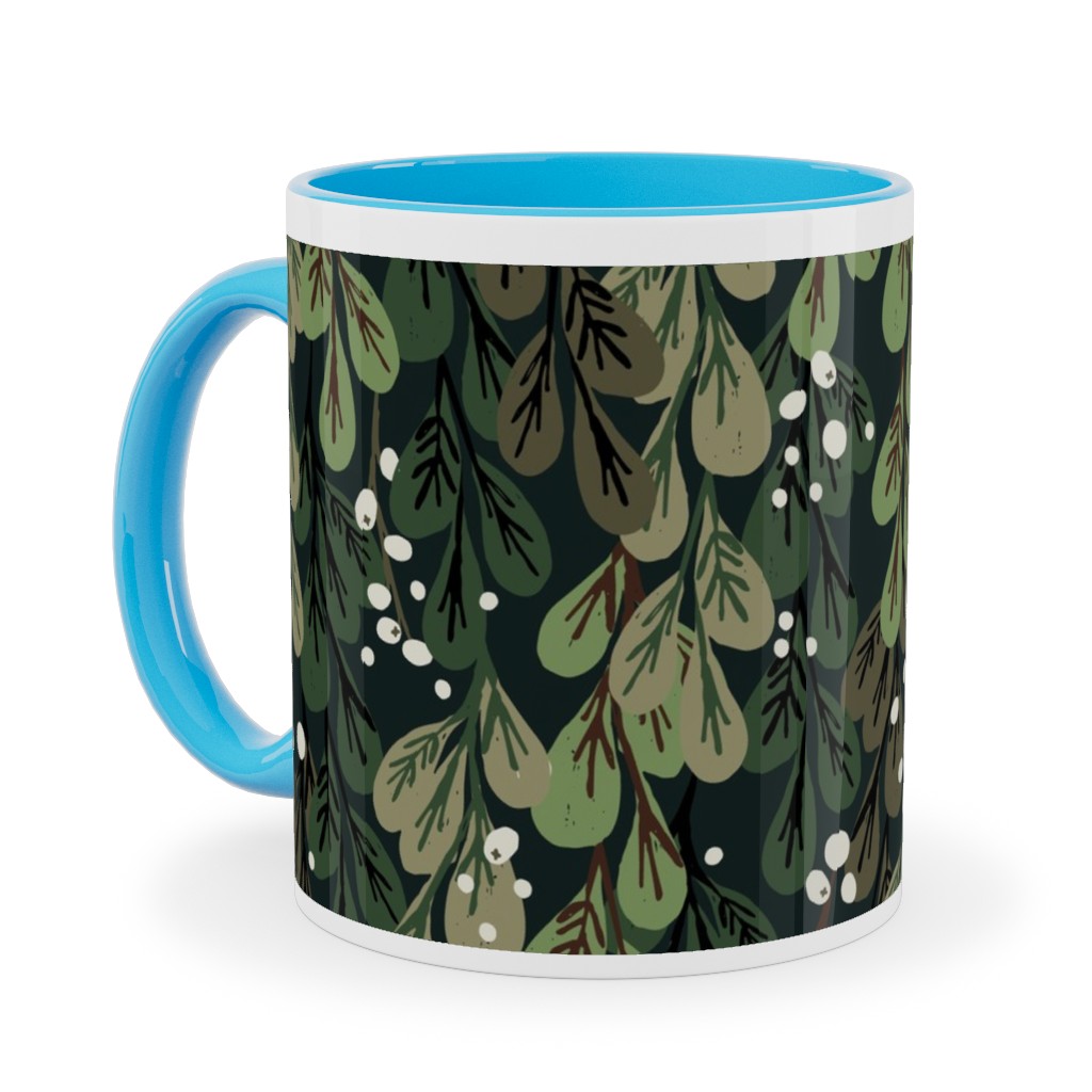 Mistletoe - Green Ceramic Mug, Light Blue, , 11oz, Green, Classic Green