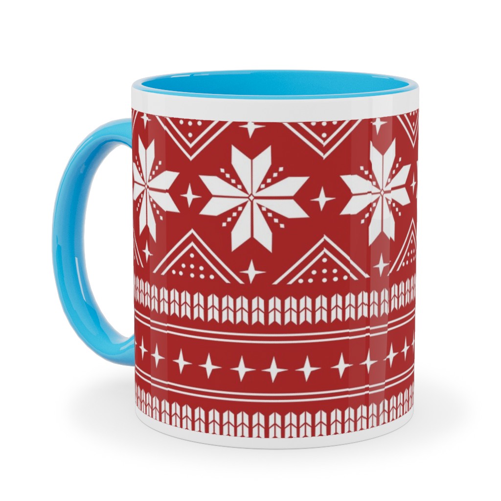 Nordic Sweater - Red Ceramic Mug, Light Blue,  , 11oz, Red